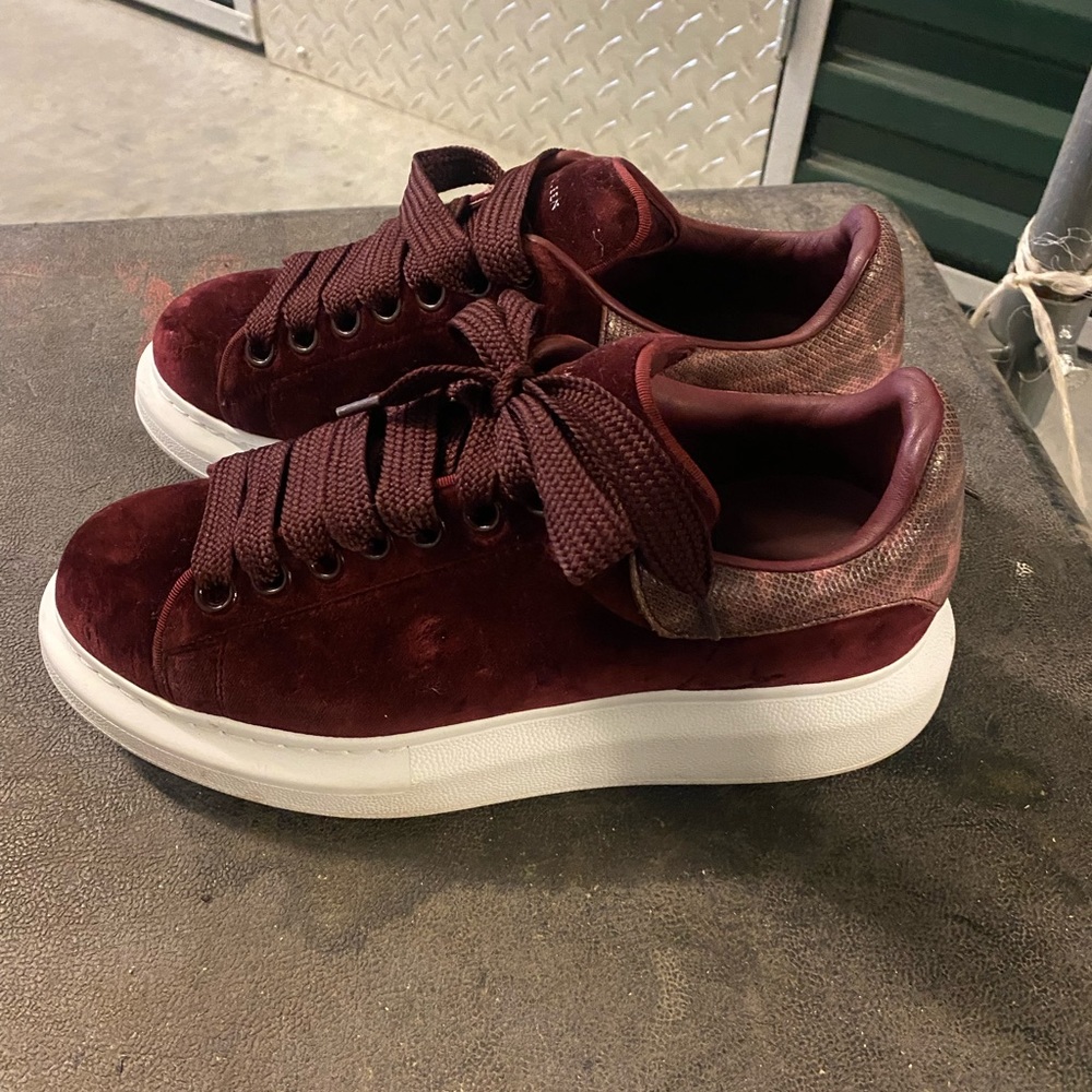 Alexander McQueen snake-trimmed velvet sneakers